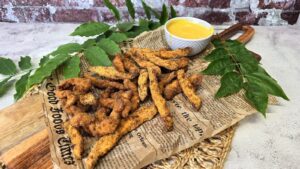 Fingers de pollo con salsa de mostaza y curry