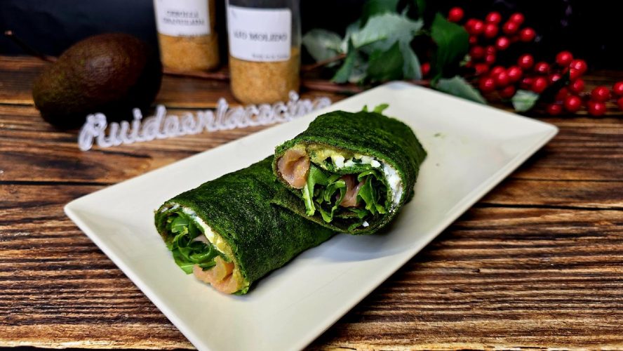 rollo de espinacas y salmón
